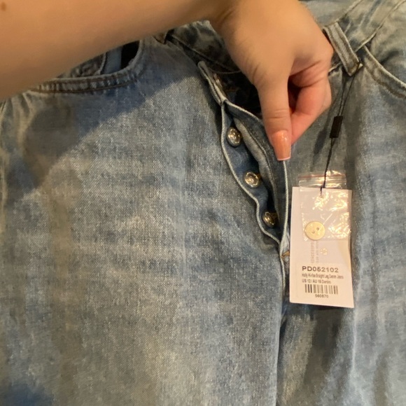 Holly Asymmetrical Straight Leg Jean Light Wash Denim Princess Polly - Picture 7 of 12